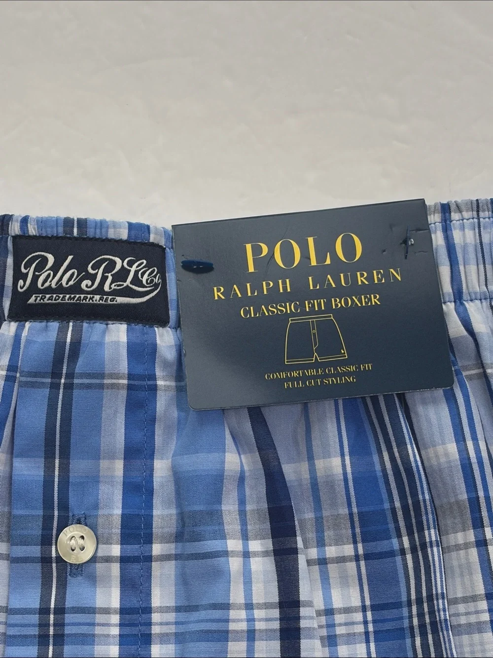 Polo Ralph Lauren Blue Plaid Boxer Shorts Underwear Men’s Sz M NWT